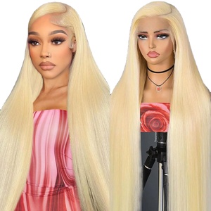Perruque frontale en dentelle HD 13x6, <span class=keywords><strong>cheveux</strong></span> humains bruts, 40 pouces, densité 200, perruque blonde, <span class=keywords><strong>cheveux</strong></span> humains lisses, sans colle, pour femmes - Product Image 1