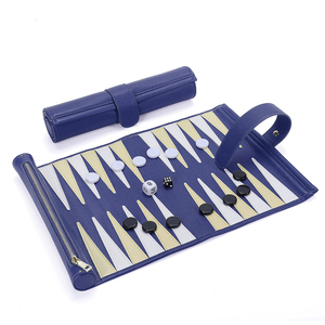 Set <span class=keywords><strong>da</strong></span> Viaggio Backgammon Arrotolabile, Colore Blu, in Pelle PU, Portatile, per Compagni di Viaggio - Product Image 1