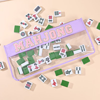 Sac de Mahjong transfrontalier moderne américain brodé avec lettres, grande capacité, multicolore, imperméable, sac à main portable pour jeu de société
