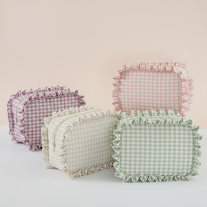Pochette à maquillage à carreaux tendance, petite trousse de toilette à carreaux, joli cadeau pour femmes - Product Image 2