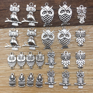 Pendentifs hiboux en alliage d'argent antique, formes variées, pour la fabrication de bijoux DIY, style rétro artistique SN364 - Product Image 1