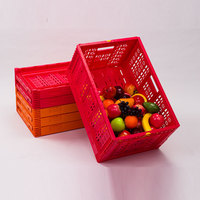 Caisses en plastique ventilées pliables personnalisées, durables, empilables, pour le stockage des fruits et légumes, caisses en plastique à mailles
