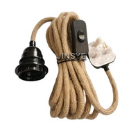 Douille d'ampoule en bakélite CE E27 avec interrupteur marche/arrêt, câble d'alimentation britannique, cordon de lampe avec câble en corde de chanvre