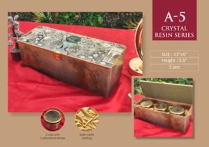 Caja de Madera de la Serie A-1 de Resina de Cristal, 15x15.5 Pulgadas, Arte Popular Hecho a Mano, Pintado, Multifuncional, Pulido, Rectangular, para Exhibición en Mesa, 3 - Product Image 2