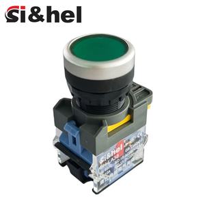 Interrupteur à bouton-poussoir plat momentané autobloquant vert Si&<span class=keywords><strong>hel</strong></span> 22 mm 1NO 440V 10A LED IP41 en plastique pour appareils électroménagers - Product Image 3