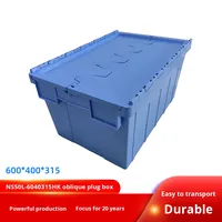 Caisse en plastique empilable à couvercle rabattable UGET, recyclable, design incliné, pour le stockage logistique en entrepôt et en supermarché