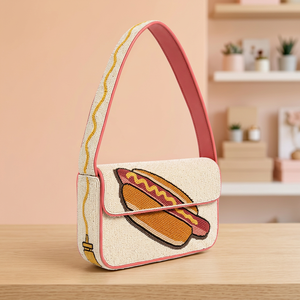 Luxury Handmade Hot <b>Dog</b> Glass Beaded Shoulder Bag Novelty Food Designer Flap Handbag Fashion Statement Purse OEM ODM Wholesale - Product Image 4