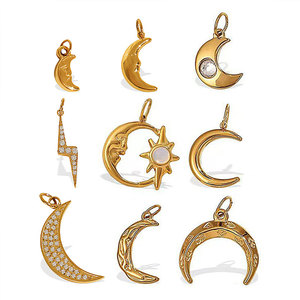Colgantes de Luna Personalizados al por Mayor, Chapados en Oro de 14k y 18k, de Acero Inoxidable 316L, Resistentes al Deslustre, para la Fabricación de Joyas, Collares y Pulseras - Product Image 5