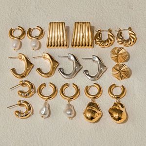Pendientes de Aro Geométricos Yueli con Perla, Aleación de Zinc, Conjunto de Joyería de Moda para Mujer - Product Image 2