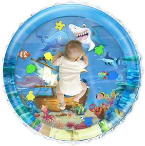 Inflable Tummy Time Premium Water Mat Cool Summer Funny Baby Girls Boys Water Activity Mats Infant Soft Toy 100CM Round Mat - Product Image 6