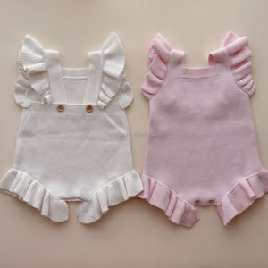 Tutina Estiva Senza Maniche in Cotone Lavorato a Maglia con Volant sulle Spalle per <span class=keywords><strong>Neonata</strong></span>, Personalizzabile, per Servizio Fotografico Primo Compleanno, Modello Bubble Girl - Product Image 3