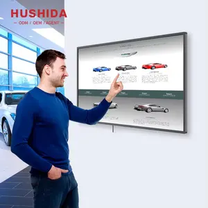 HUSHIDA LCD Totem ป้ายสัมผัสดิจิตอลโฆษณาในร่มหน้าจอสัมผัสเครื่องเล่นโฆษณาสัมผัส 21 นิ้ว