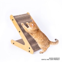 Griffoir pour chat en forme de L, en carton ondulé, vertical, avec cadre en bois massif, meuble griffoir pour chat