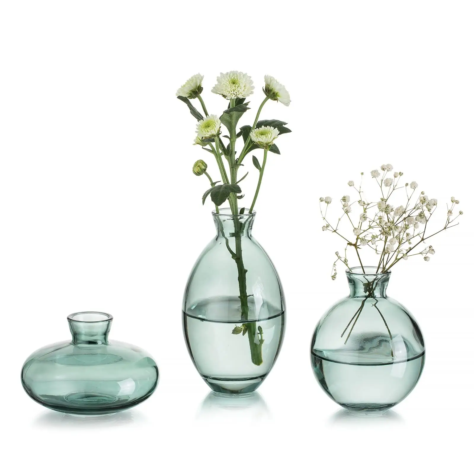 Großhandel Mini minimalist ische Knospe geprägt Blume Wohnkultur grünes Glas Knospe Eichel Vase