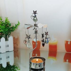 Benutzer definierte Metall Topper Karussell Kerze Tee licht halter Spinn kerzenhalter <span class=keywords><strong>Rotary</strong></span> Kerzenhalter Katze Für Weihnachten Kleines Geschenk - Product Image 2