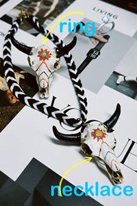 Kalung Tali Putih Koboi Baru dengan Liontin Tanduk, Perhiasan Fashion Aksesoris Gaya Tribal Retro Imitasi Tulang <span class=keywords><strong>Yak</strong></span> - Product Image 6
