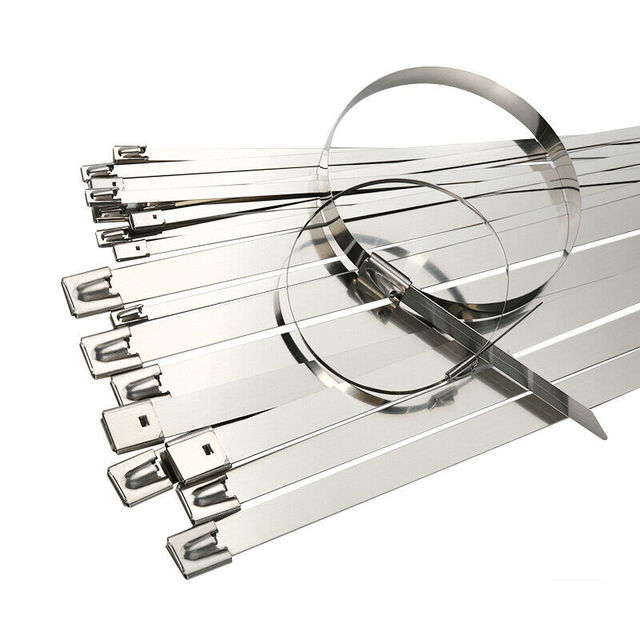 100pcs/bag Stainless Steel Cable Tie Stainless Steel Banding Wholesale Self-locking Zip Ties, 304/316/201 Metal Cable Ties