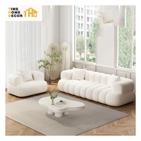 Tela blanca nórdica, tecnología de 4 plazas, sofá de tela, sala de estar, tres teclas de Piano Catproof, sofá Caterpillar, muebles para el hogar Linsy