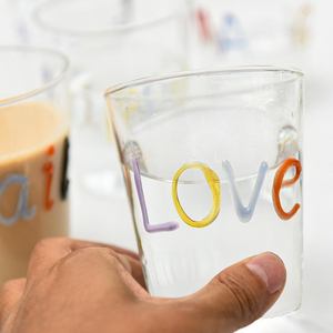 Bicchiere in Vetro Trasparente da 400ml con Lettere, per Succhi, <span class=keywords><strong>Acqua</strong></span> e Caffè Freddo, Tazza da Caffè per Relax, Articoli per Bevande Fai-da-Te 56H - Product Image 3