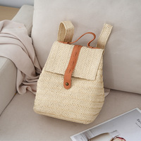Sac à dos en paille tressée d'été en gros, sac d'école en rotin fait main écologique, sac à bandoulière rayé pour femme, personnalisable