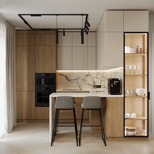 Mini-cuisine sur mesure avec évier en acrylique, armoires de base, robinet, charnières, glissières de tiroir, en forme de L pour armoires de cuisine de chambre d'hôtel - Product Image 6