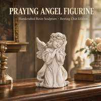 Statuette d'ange agenouillé antique en résine, sculpture d'ange blanc avec mentonnière pour la décoration de table de salon à la maison, cadeaux