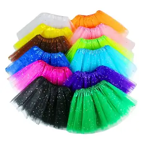 Rok Tutu balet untuk anak perempuan, kostum pesta karnaval Halloween, rok Tutu balet, payet berkilau 14 warna untuk anak-anak