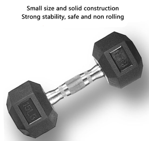 Haltère hexagonale noire en gros enduit Fitness Haltère hexagonale en caoutchouc avec logo personnalisé - Product Image 3