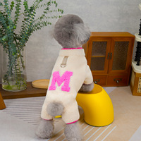Kawaii Pet Wool Kapuzen weste Herbst Winter Dick Teddy Hund Plüsch Knopf Mantel Hosenträger Hose Overalls
