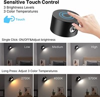 Lampe murale magnétique sans fil rechargeable à LED, à intensité variable, rotation à 360°, éclairage mural intérieur avec télécommande