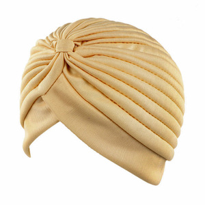 Vente chaude femmes couleur unie noeud croix ethnique africain Turban chapeau fait modal pour les femmes musulmanes-tête préférée de l'Amérique - Product Image 5