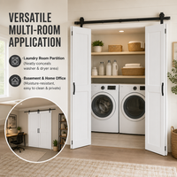Portes pliantes de grange en MDF blanc fini de 80 po, épaisseur 1,38 po, pour villa, salon, ferme moderne (planches uniquement)