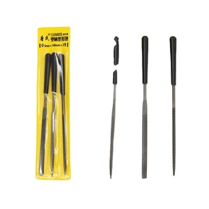 Công nghiệp DIY Carbide tay tập tin thiết lập 3 <span class=keywords><strong>Round</strong></span> & tam giác kim cương cắt tỉa công cụ 140 phẳng kim loại tập tin đánh bóng độ cứng cao - Product Image 1