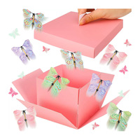 Caja de Regalo Explosiva de Mariposas de Cartón Biodegradable, Caja Sorpresa con Mariposas Voladoras en Forma de Corazón para Cumpleaños y Bodas