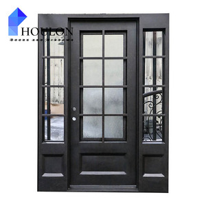 Precio del fabricante Puertas exteriores de hierro forjado Puerta de entrada de hierro forjado para Villa - Product Image 4
