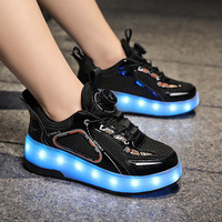 Chaussures de patin à roulettes lumineuses à LED pour enfants chaussures de marche pour filles chaussures à double roue avec lumières LED