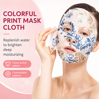 Masque facial hydratant en tissu de fibres végétales Y154-18 pour enfants, motifs animaux amusants et colorés, impression personnalisée multicolore