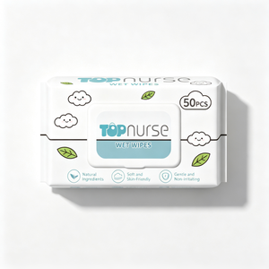 Lingettes humides pour bébé TOPnurse, 50 pièces, naturelles, douces, respectueuses de la peau, non irritantes, lingettes nettoyantes - Product Image 1
