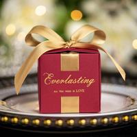 Boîte cadeau en papier pour mariage avec ruban, boîte en papier, romantique, couleur personnalisée, pour bonbons au client