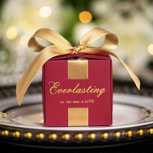 Boîte cadeau en papier pour mariage avec ruban, boîte en papier, romantique, couleur personnalisée, pour bonbons au client - Product Image 6