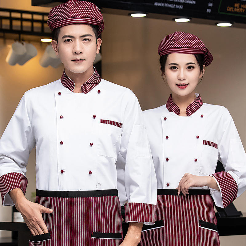 [เสื้อแขนยาวสีขาว] คอปกสีแดงลายทาง