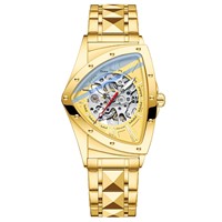 Montre automatique squelette de luxe pour homme avec bracelet en acier inoxydable, montre mécanique de style professionnel de haute qualité