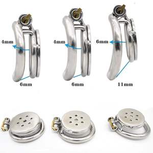 Esclave mâle Super Mini <span class=keywords><strong>Cage</strong></span> de chasteté dispositif de chasteté en acier inoxydable <span class=keywords><strong>Cage</strong></span> à pénis anneau de pénis avec serrure jouets sexuels pour hommes 3 tailles - Product Image 3