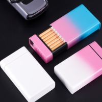 Étui à cigarettes personnalisé avec logo, nouvelle arrivée, créatif, 20 cigarettes, en plastique, couleur dégradée, boîte à cigarettes magique avec briquet rechargeable Type-C