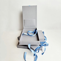Boîte à cartes de crédit, de mariage ou de cadeau en forme de livre rigide en lin personnalisé de luxe