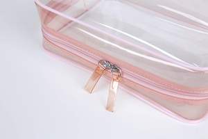 Bolsa de Maquillaje Transparente Personalizada con Logotipo, Bolsa de Aseo para Viaje, Bolsa de Cosméticos Pequeña de PVC con Doble Cierre para Mujer - Product Image 3