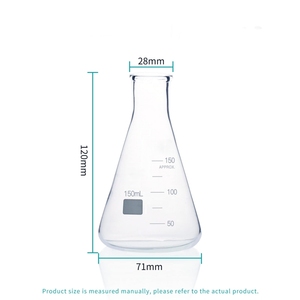 חרוט מעבדה ארלנמאייר חרוטי בצורת משולש זכוכית בורוסיליקט עם מפרק פה סטנדרטי - Product Image 5