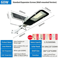 Lampadaire Solaire Extérieur Intégré Étanche 100W 500W 300W – Éclairage Public LED Solaire Tout-en-un