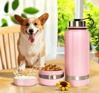 Bouteille d'eau portable pour chien et chat de 32 oz, bols en acier inoxydable, bouteille d'hydratation pour animaux de compagnie isolée pour les voyages, avec couvercle anti-fuite