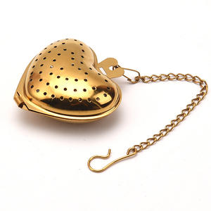 Infusores de bolas de té de acero inoxidable 304 en forma de Corazón dorado - Product Image 3